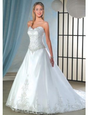 A-Line/Princess Sweetheart Chapel train Satin wedding dress for brides new Style(WDA0056)