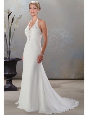 A-Line/Princess Halter Top Chapel train Chiffon wedding dress for brides new Style(WDA0055)