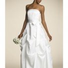 A-line/Princess Strapless Tea-length Satin wedding dress for brides new style(WDA0663)