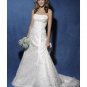 A-Line/Princess Strapless Chapel train Satin Lace wedding dress for brides new Style(WDA0827)