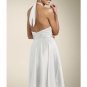 A-line/Princess Halter Top Knee-Length Satin wedding dress (SEW0668)