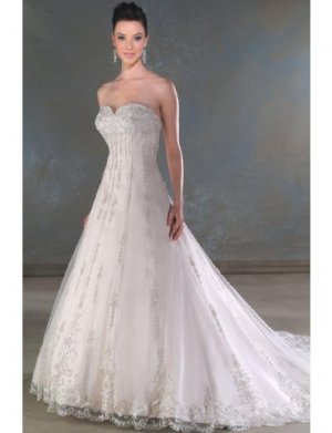 A-Line/Princess Sweetheart Chapel train Satin Lace wedding dress for brides new Style(WDA0060)