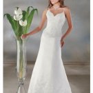 A-Line/Princess spaghetti straps Chapel train Satin wedding dress for brides new Style(WDA0051)