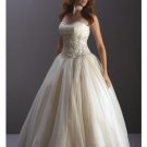 A-Line/Princess Strapless Sweeping train organza wedding dress for brides new style(WDA1213)