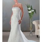 A-Line/Princess Strapless Chapel train Satin wedding dress for brides new Style(WDA0050)
