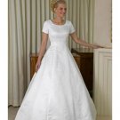 A-line/Princess Scoop Chapel Train Satin wedding dress for brides new style(WDA0154)