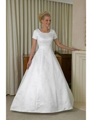 A-line/Princess Scoop Chapel Train Satin wedding dress for brides new style(WDA0154)