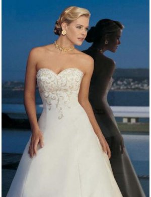 A-Line/Princess Sweetheart Chapel Train Satin wedding dress for brides new style(BST1805)
