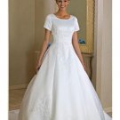 A-line/Princess Scoop Chapel Train Satin wedding dress for brides new style(WDA0153)