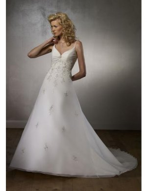 A-Line/Princess V-neck Chapel Train Tulle wedding dress for brides new Style(WDA1724)
