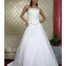 A-Line/Princess Strapless Chapel Train Satin wedding dress for brides new Style(WDA1808)