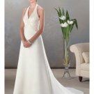 A-Line/Princess Halter Top Chapel train Satin wedding dress (SEW0045)