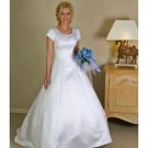 A-line/Princess Scoop Chapel Train Satin wedding dress (SEW0156)