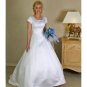 A-line/Princess Scoop Chapel Train Satin wedding dress (SEW0156)
