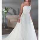 A-Line/Princess Strapless Chapel train Satin wedding dress for brides new Style(WDA0043 )
