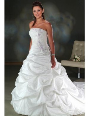 A-line/Princess Strapless Cathedral Train Taffeta wedding dress for brides new style(WDA0070)