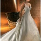 A-Line/Princess V-neck Cathedral train Satin wedding dress for brides new Style(WDA1655)