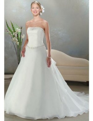 A-Line/Princess Strapless Chiffon Train Satin wedding dress for brides new style(WDA0031)