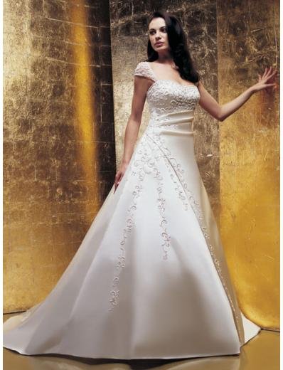 A-Line/Princess Square Chapel train Satin wedding dress for brides new Style(WDA1651)