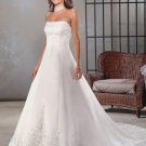 A-Line/Princess Strapless Chapel Train Satin wedding dress for brides new style(WDA0032)
