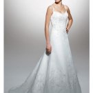A-Line/Princess spaghetti straps Chapel Train Stain wedding dress for brides new style(WDA1575)