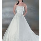 A-Line/Princess Strapless Chapel Train Satin wedding dress for brides new style(WDA0033)