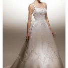 A-Line/Princess spaghetti straps Chapel Train Stain wedding dress for brides new style(WDA1574)