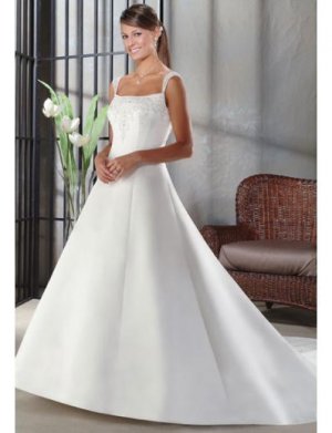 A-Line/Princess Square Chapel Train Satin wedding dress for brides new style(WDA0023)