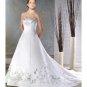 A-line/Princess strapless Chapel Train Satin wedding dress for brides new style(DWA0062)