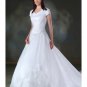 A-Line/Princess V-neck Cathedral train Satin wedding dress for brides gowns new Style(WDA1645)