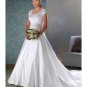 A-Line/Princess Scoop Cathedral train Satin wedding dress for brides gowns new Style(WDA1644)