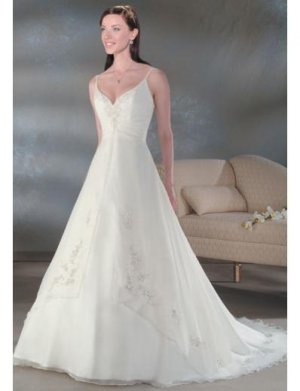 A-Line/Princess V-neck Chapel Train Chiffon wedding dress for brides gowns new styl(WDA0027)