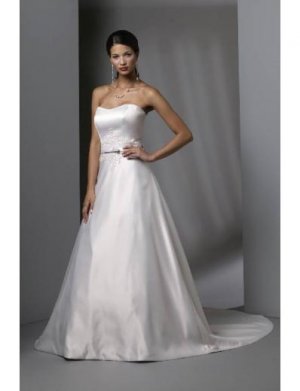A-Line/Princess Strapless Cathedral train Satin wedding dress for brides gowns new style(WDA0083)