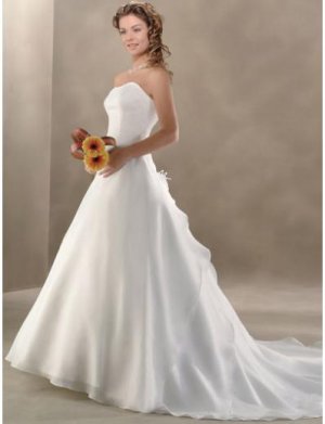 A-Line/Princess Strapless Chapel Train Chiffon wedding dress for brides gowns new style(BST0021)