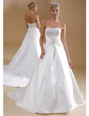 A-Line/Princess Strapless Chapel Train Stain wedding dress for brides gowns new style(WDA1593)