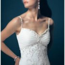 A-Line/Princess spaghetti straps Chapel Train Satin wedding dress for brides gowns new(WDA1674)