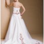 A-Line/Princess Strapless Chapel Train Satin wedding dress for brides gowns new Style(WDA1681)