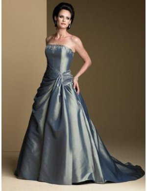 A-Line/Princess Strapless Chapel Train Satin wedding dress for brides gowns new Style(WDA1680)