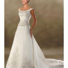 A-Line/Princess Off-the-shoulder Chapel Train Satin wedding dress for brides gowns new(WDA0010)