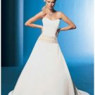 A-Line/Princess Strapless Chapel Train Satin wedding dress for brides gowns new Style(WDA1678)