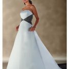 A-Line/Princess Strapless Chapel Train Satin wedding dress for brides gowns new style(WDA0007)