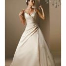 A-Line/Princess V-neck Chapel Train Satin wedding dress for brides gowns new Style(WDA1668)