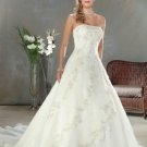 A-Line/Princess Strapless Chapel Train Organza wedding dress for brides gowns new style(WDA0038)