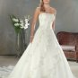 A-Line/Princess Strapless Chapel Train Organza wedding dress for brides gowns new style(WDA0038)