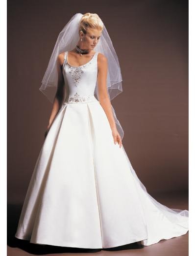 A-Line/Princess Scoop Chapel Train Stain wedding dress for brides gowns new style(WDA1580)
