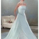 A-Line/Princess Strapless Chapel Train Satin wedding dress for brides gowns new style(WDA0040)