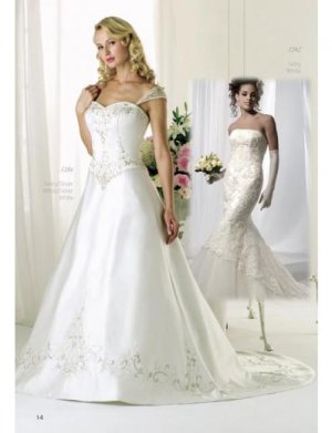 A-Line/Princess Off-the-shoulder Chapel Train Stain wedding dress for brides gowns new(WDA1584)
