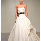 A-Line/Princess Strapless Chapel train Taffeta wedding dress for brides gowns new style(WDA0540)