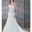A-Line/Princess Strapless Chapel Train Satin wedding dress for brides gowns new style(WDA0036)