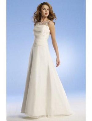 A-Line/Princess Bateau Chapel train Chiffon wedding dress for brides gowns new Style(WED0057)